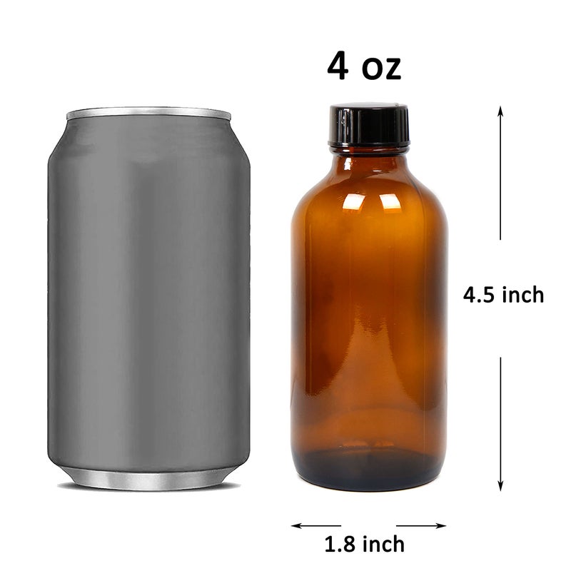 Youngever 12 Pack Empty Glass Bottles with Lids, Amber Glass Tight Seal Lids, Refillable Container for Essential Oils, Vanilla Extract and More (4 Ounce) - Image 2